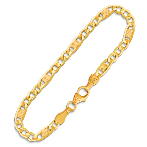 Armband als Fantasiekette in Gelbgold 585 / 14K, 20 cm lang, 3,5 mm breit, Gewicht ca. 2.4 g.