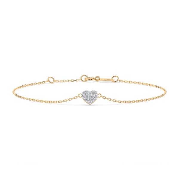 Goldarmband als Ankerkette mit 0,09 Karat Diamanten, Gelbgold 585 / 14 Karat, 20,5 cm lang, Gewicht ca. 0,9 g.