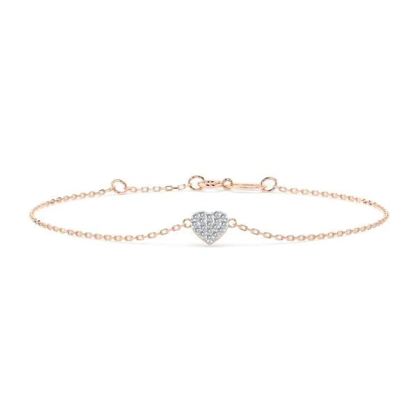 Goldarmband als Ankerkette mit 0,09 Karat Diamanten, Rotgold 585 / 14 Karat, 17 cm lang, Gewicht ca. 0.9 g.