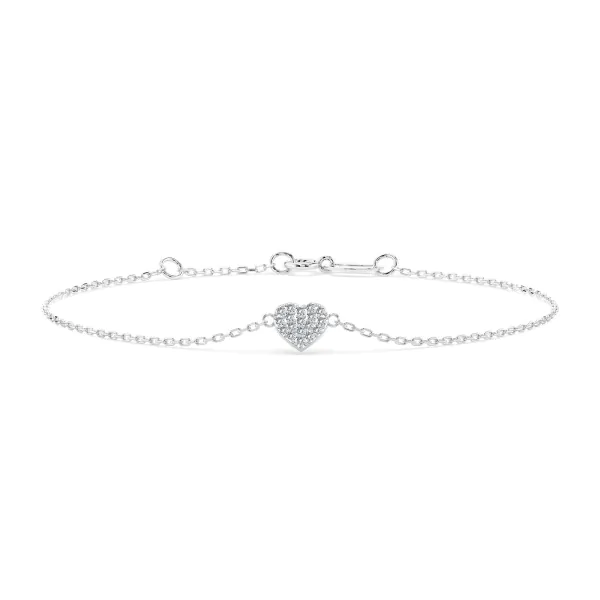 Goldarmband als Ankerkette mit 0,09 Karat Diamanten, Weißgold 585 / 14 Karat, 17,5 cm lang, Gewicht ca. 0,9 g.
