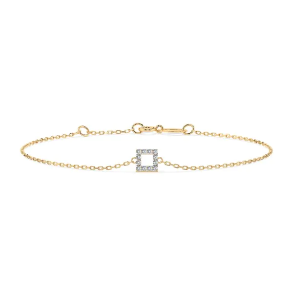 Goldarmband als Ankerkette mit 0,06 Karat Diamanten, Gelbgold 585 / 14 Karat, 21 cm lang, Gewicht ca. 0,8 g.