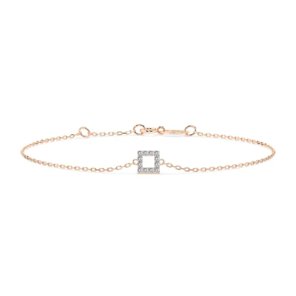 Goldarmband als Ankerkette mit 0,06 Karat Diamanten, Rotgold 585 / 14 Karat, 20 cm lang, Gewicht ca. 0,8 g.