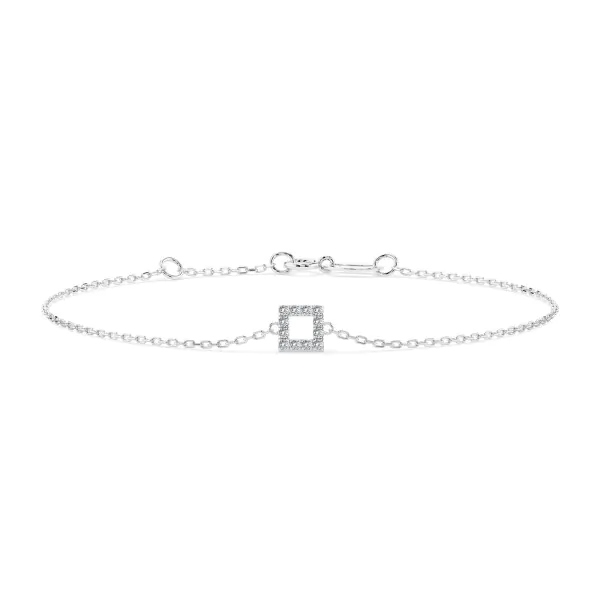 Goldarmband als Ankerkette mit 0,06 Karat Diamanten, Weißgold 585 / 14 Karat, 18,5 cm lang, Gewicht ca. 0,8 g.