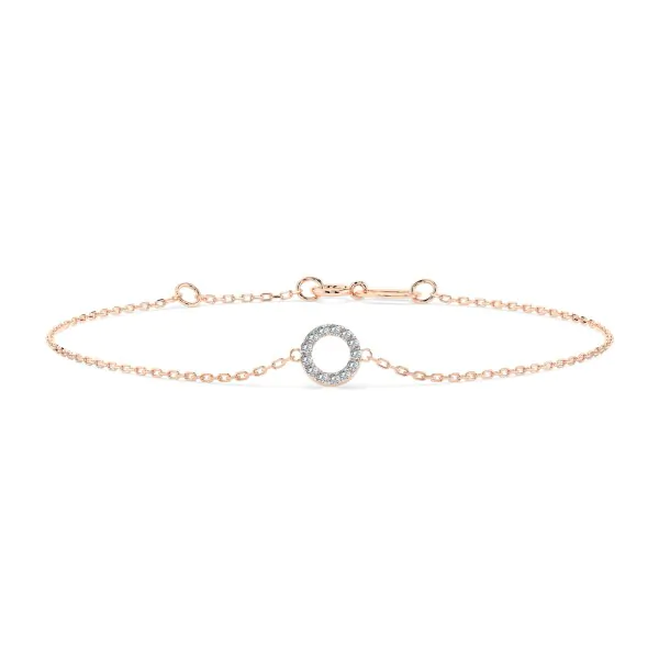 Goldarmband als Ankerkette mit 0,07 Karat Diamanten, Rotgold 585 / 14 Karat, 17,5 cm lang, Gewicht ca. 0,8 g.