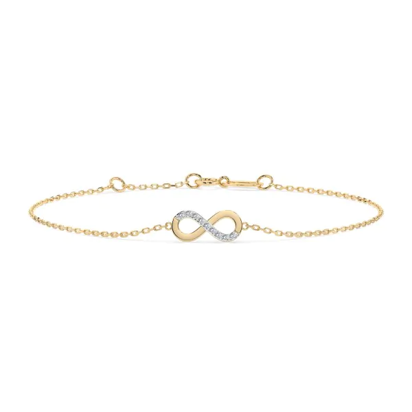 Goldarmband als Ankerkette mit 0,05 Karat Diamanten, Gelbgold 585 / 14 Karat, 17,5 cm lang, Gewicht ca. 1,0 g.