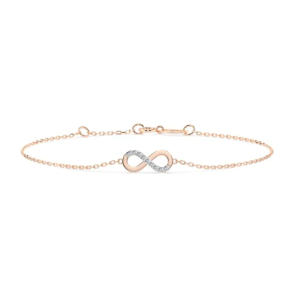 Goldarmband als Ankerkette mit 0,05 Karat Diamanten, Rotgold 585 / 14 Karat, 18,5 cm lang, Gewicht ca. 1,0 g.