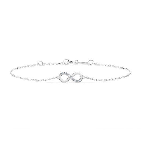 Goldarmband als Ankerkette mit 0,05 Karat Diamanten, Weißgold 585 / 14 Karat, 18 cm lang, Gewicht ca. 1,0 g.