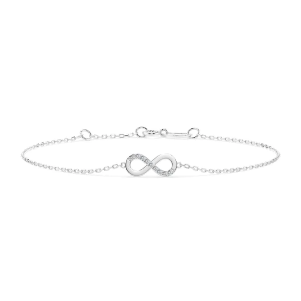 Goldarmband als Ankerkette mit 0,05 Karat Diamanten, Weißgold 585 / 14 Karat, 19,5 cm lang, Gewicht ca. 1,0 g.