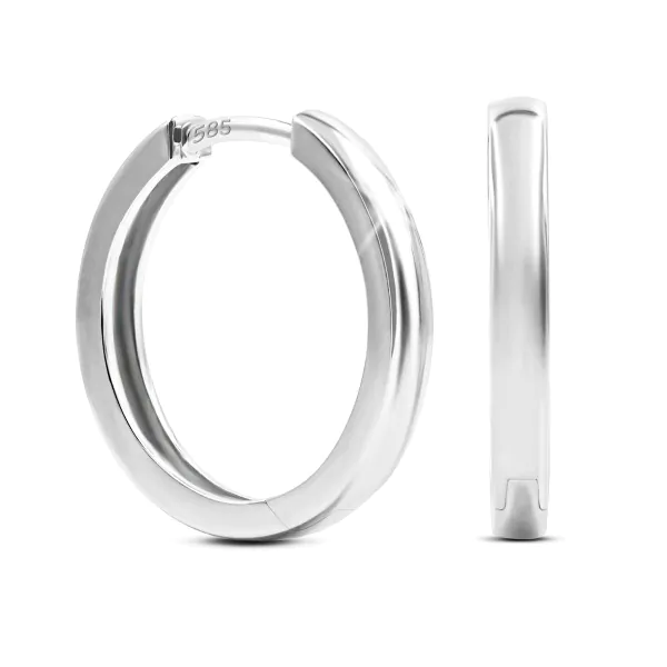 Ohrringe, Creolen, Weißgold 585 / 14K, Außendurchmesser 20 mm, Breite 2.7 mm, Gewicht ca. 4.8 g