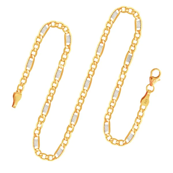 Goldkette als Fantasiekette Bicolor in Gelbgold / Weißgold 333 / 8K, 45 cm lang, 3,5 mm breit, Gewicht ca. 3.7 g.