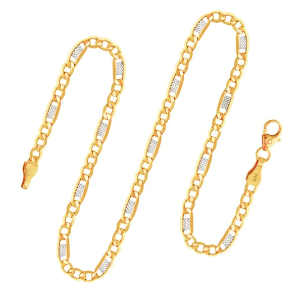 Goldkette als Fantasiekette in Bicolor Gelbgold / Weißgold 585 / 14K, 60 cm lang, 3,5 mm breit, Gewicht ca. 6 g.