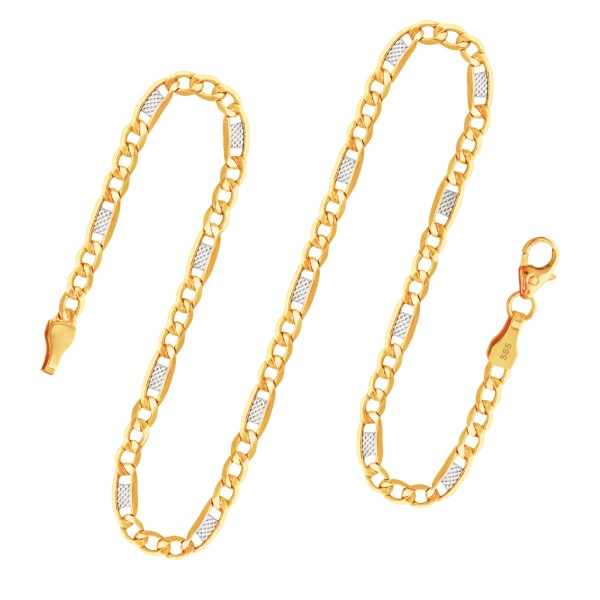 Goldkette als Fantasiekette in Bicolor Gelbgold / Weißgold 585 / 14K, 70 cm lang, 3,5 mm breit, Gewicht ca. 7.3 g.