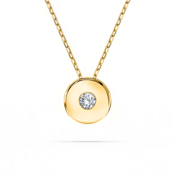 Diamantanhänger in 0,04 Karat, Gelbgold 585 / 14 Karat, mit einer 585ger Goldkette in 45 (42+3) cm lang, Gewicht ca. 1,8 g.