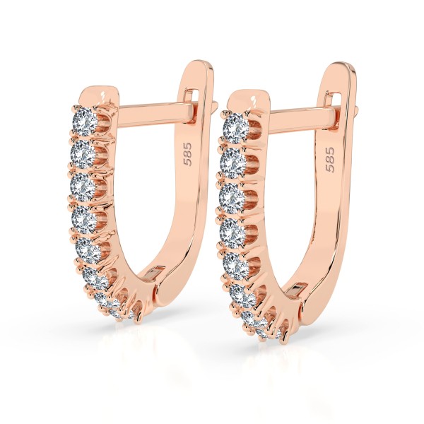 0,32 Karat Diamant Creolen, Rotgold 585 / 14 Karat, Gewicht ca. 1.7 g.