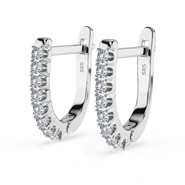 0,32 Karat Diamant Creolen, Weißgold 585 / 14 Karat, Gewicht ca. 1.7 g.