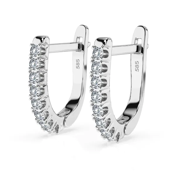 0,32 Karat Diamant Creolen, Weißgold 585 / 14 Karat, Gewicht ca. 1.7 g.