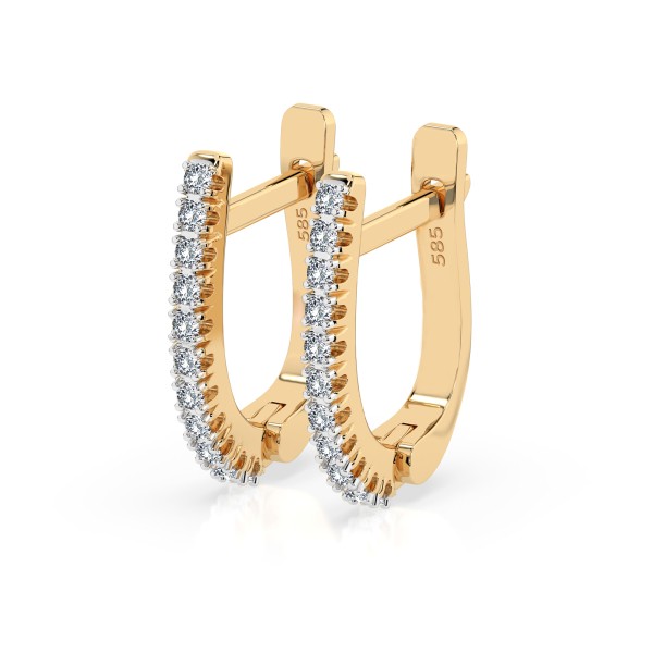 0,18 Karat Diamant Creolen, Gelbgold 585 / 14 Karat, Gewicht ca. 1.5 g.