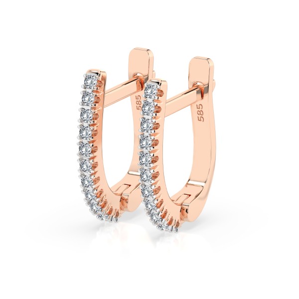 0,18 Karat Diamant Creolen, Rotgold 585 / 14 Karat, Gewicht ca. 1.5 g.