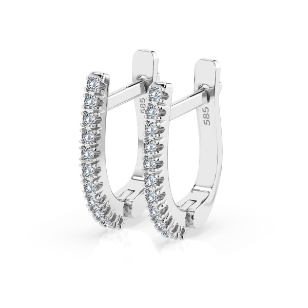 0,18 Karat Diamant Creolen, Weißgold 585 / 14 Karat, Gewicht ca. 1.5 g.