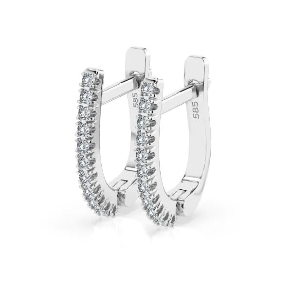 0,18 Karat Diamant Creolen, Weißgold 585 / 14 Karat, Gewicht ca. 1.5 g.