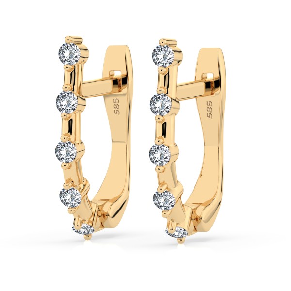 0,2 Karat Diamant Creolen, Gelbgold 585 / 14 Karat, Gewicht ca. 1.6 g.