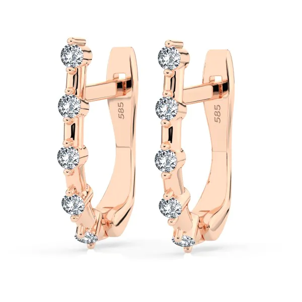 0,2 Karat Diamant Creolen, Rotgold 585 / 14 Karat, Gewicht ca. 1.6 g.