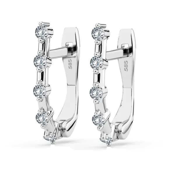 0,2 Karat Diamant Creolen, Weißgold 585 / 14 Karat, Gewicht ca. 1.6 g.