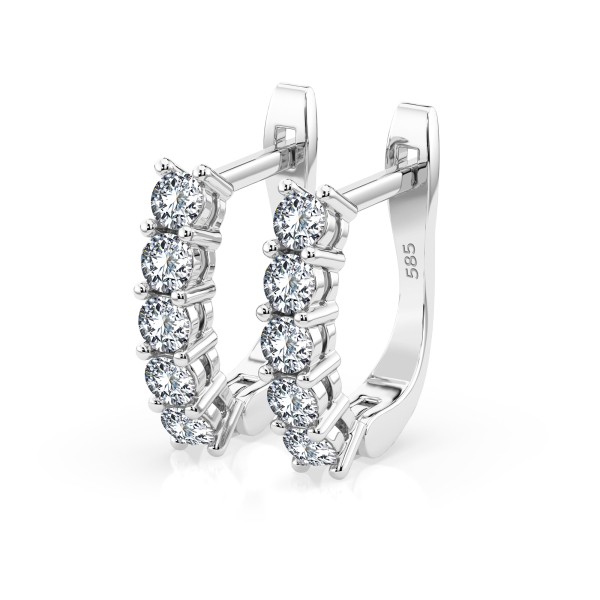 0,6 Karat Diamant Creolen, Weißgold 585 / 14 Karat, Gewicht ca. 2.2 g.