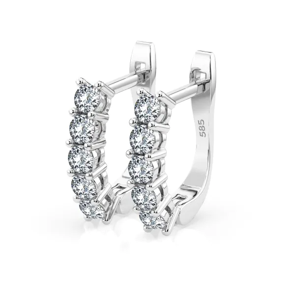 0,6 Karat Diamant Creolen, Weißgold 585 / 14 Karat, Gewicht ca. 2.2 g.