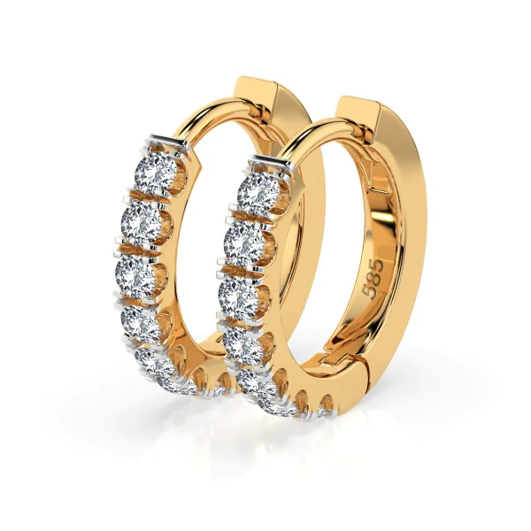 0,42 Karat Diamant Creolen, Gelbgold 585 / 14 Karat, Gewicht ca. 2.1 g.