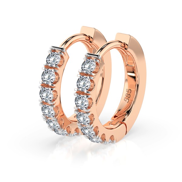 0,42 Karat Diamant Creolen, Rotgold 585 / 14 Karat, Gewicht ca. 2.1 g.