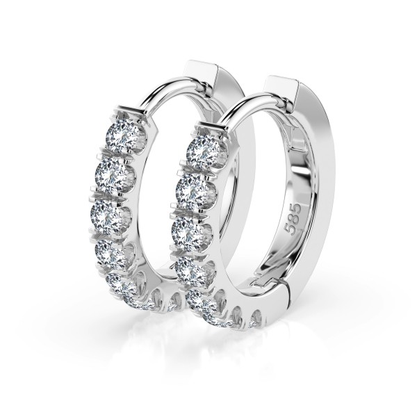 0,42 Karat Diamant Creolen, Weißgold 585 / 14 Karat, Gewicht ca. 2.1 g.