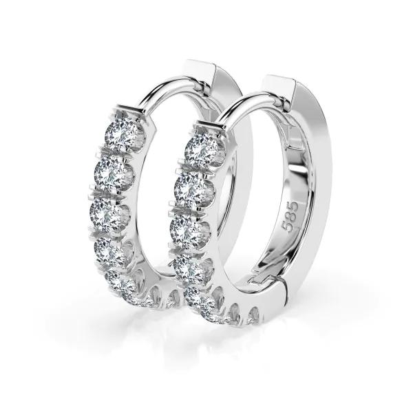 0,42 Karat Diamant Creolen, Weißgold 585 / 14 Karat, Gewicht ca. 2.1 g.