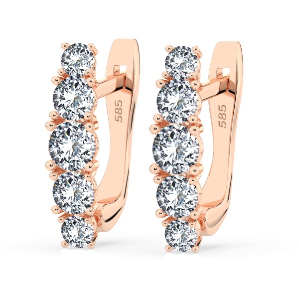 0,85 Karat Diamant Creolen, Rotgold 585 / 14 Karat, Gewicht ca. 2.1 g.