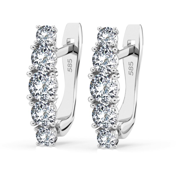 0,85 Karat Diamant Creolen, Weißgold 585 / 14 Karat, Gewicht ca. 2.1 g.