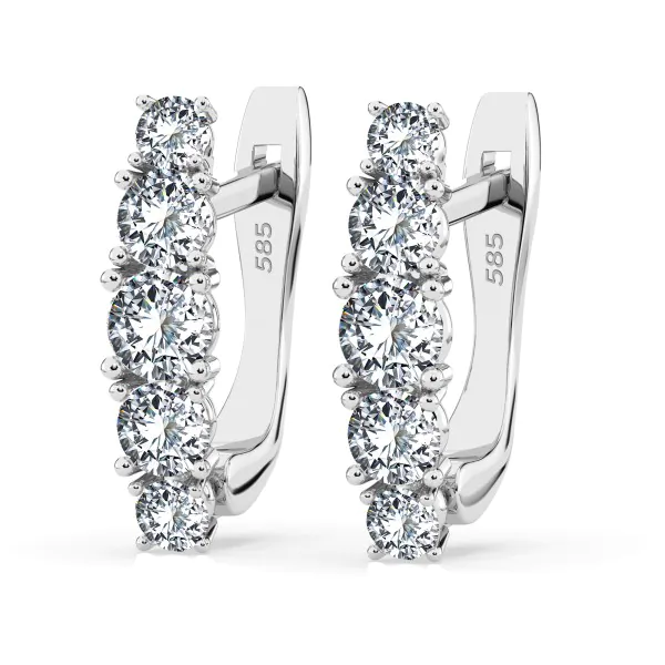 0,85 Karat Diamant Creolen, Weißgold 585 / 14 Karat, Gewicht ca. 2.1 g.