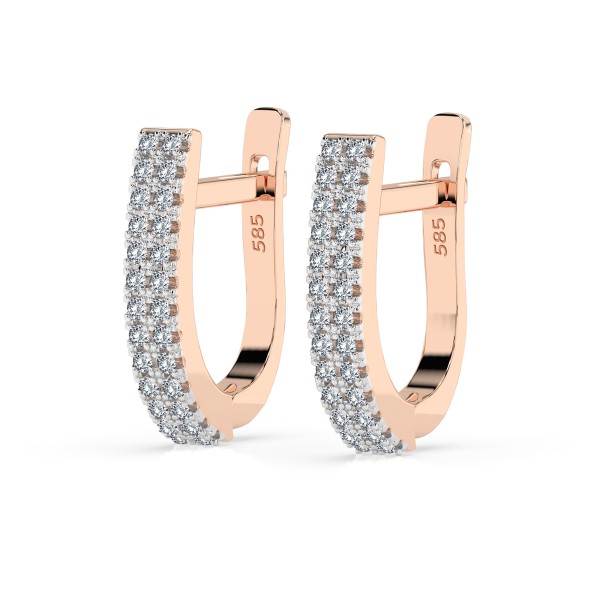 0,22 Karat Diamant Creolen, Rotgold 585 / 14 Karat, Gewicht ca. 2.5 g.