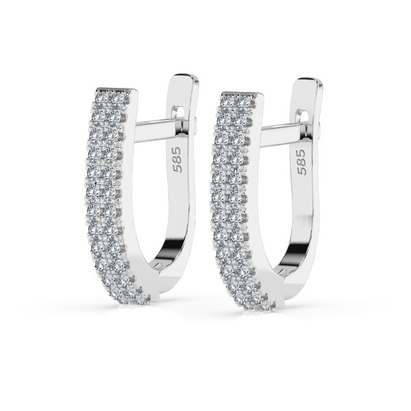 0,22 Karat Diamant Creolen, Weißgold 585 / 14 Karat, Gewicht ca. 2.5 g.