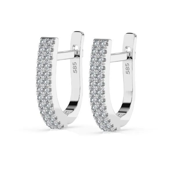 0,22 Karat Diamant Creolen, Weißgold 585 / 14 Karat, Gewicht ca. 2.5 g.