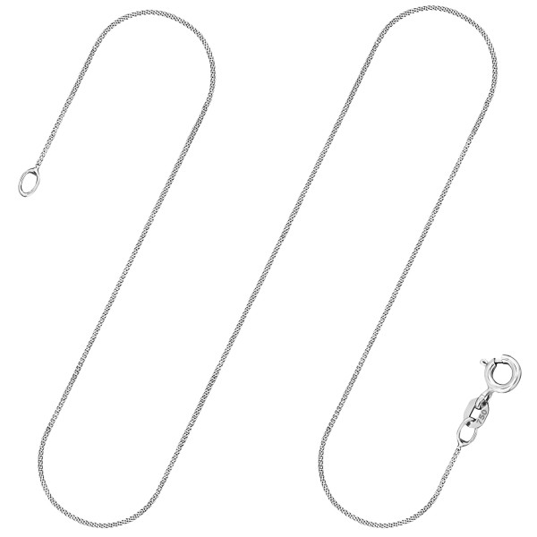 Goldkette als Panzerkette flach in Weißgold 750 / 18 Karat, 45 cm lang, 1.1 mm breit, Gewicht ca. 2.1 g.