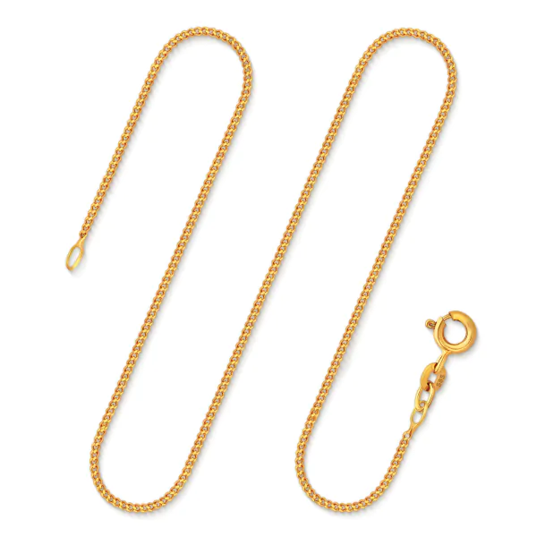 Goldkette als Panzerkette flach in Gelbgold 585 / 14K, 40 cm lang, 1,4 mm Breit, Gewicht ca. 2.4 g.