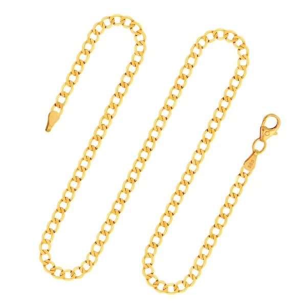 Goldkette als Panzerkette facettiert in Gelbgold 585 / 14K, 55 cm lang, 3,1 mm breit, Gewicht ca. 7 g.