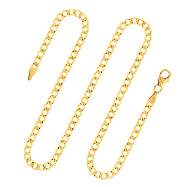 Goldkette als Panzerkette facettiert in Gelbgold 585 / 14K, 60 cm lang, 3,1 mm breit, Gewicht ca. 7.5 g.