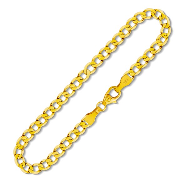 Armband als Panzerkette weit in Gelbgold 585 / 14 Karat, 22.5 cm lang, 3.9 mm breit, Gewicht ca. 5 g.