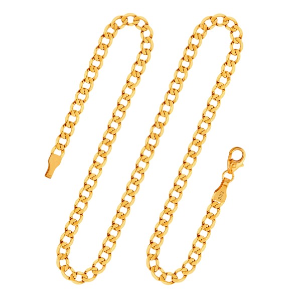 Goldkette als Panzerkette weit in Gelbgold 333 / 8K, 80 cm lang, 3,9 mm breit, Gewicht ca. 12.4 g.