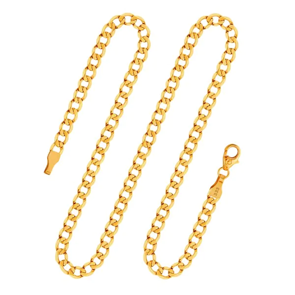 Goldkette als Panzerkette weit in Gelbgold 585 / 14K, 38 cm lang, 3,9 mm breit, Gewicht ca. 7.2 g.