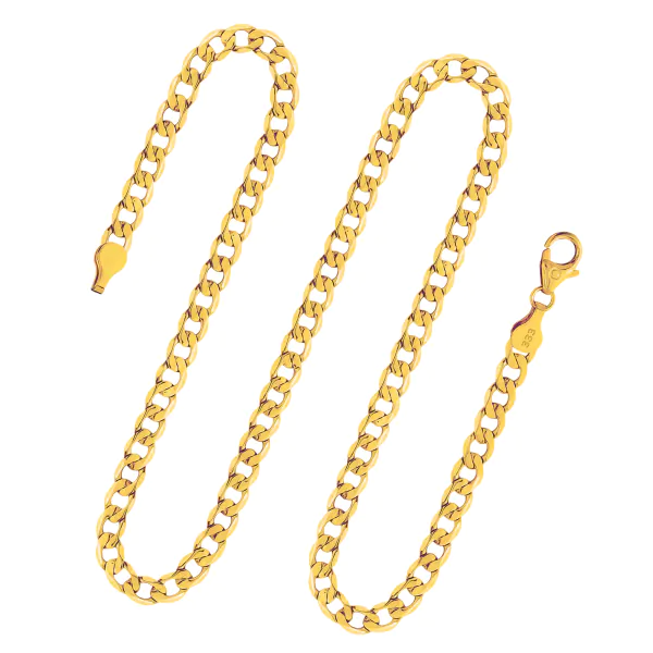 Goldkette als Panzerkette facettiert in Gelbgold 333 / 8K, 50 cm lang, 5 mm breit, Gewicht ca. 12 g.