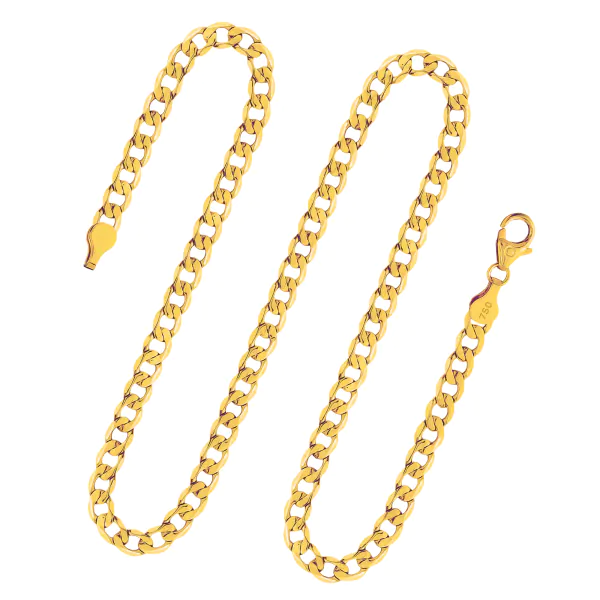 Goldkette als Panzerkette facettiert in Gelbgold 750 / 18 Karat, 70 cm lang, 5 mm breit, Gewicht ca. 24,6 g.