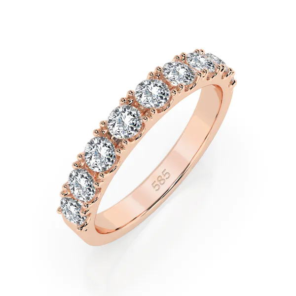 0,78 Karat Diamant Memoire Ring mit 9 Diamanten, Rotgold 585 / 14K, Weite 49 mm, Gewicht ca.