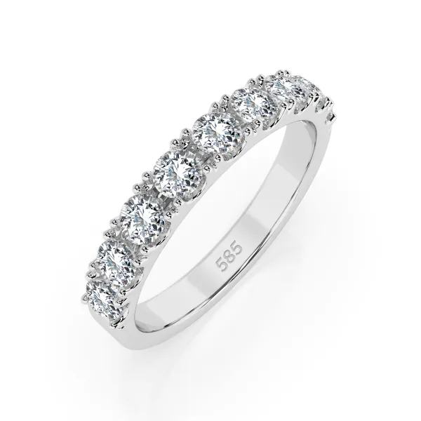 0,78 Karat Diamant Memoire Ring mit 9 Diamanten, Weißgold 585 / 14K, Weite 54 mm, Gewicht ca.